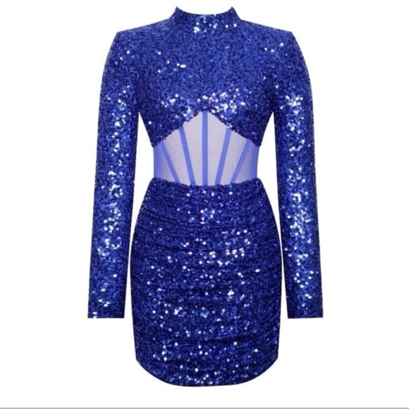 Miss Circle Royal Blue Sequin Mini Corset Dress • XS • $219 NWT HOCO Cocktail‎ - Picture 4 of 6